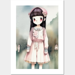 cute girl cartoon Posters and Art